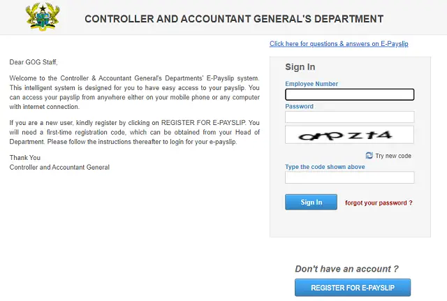 e-Payslip Portal Ghana - www.gogpayslip.com