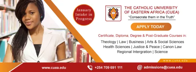 Catholic University of Eastern Africa, CUEA Online Application Forms 