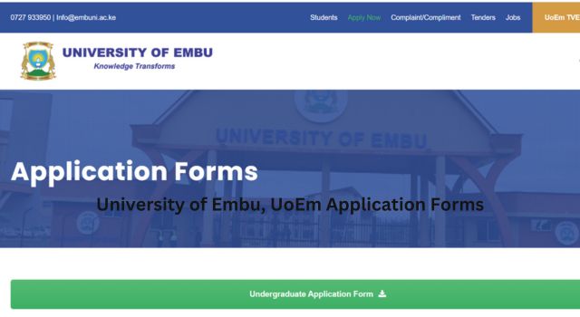 University of Embu, UoEm Application Forms