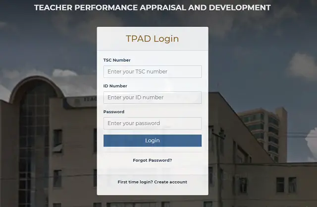 TPAD Login Portal - tpad2.tsc.go.ke