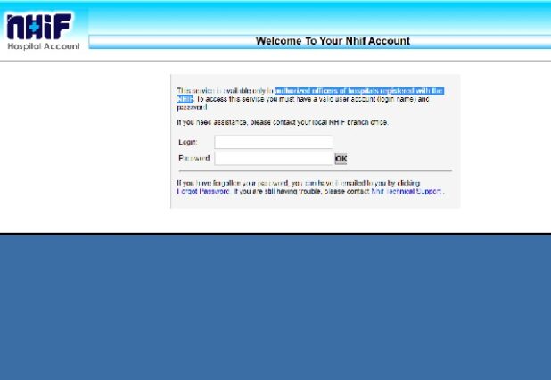 NHIF Hospital Login Portal