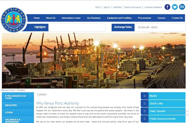 Kenya Ports Authority KPA Career Portal Kpa co ke Explore The 