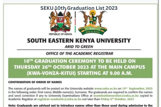 SEKU 10th Graduation List 2023