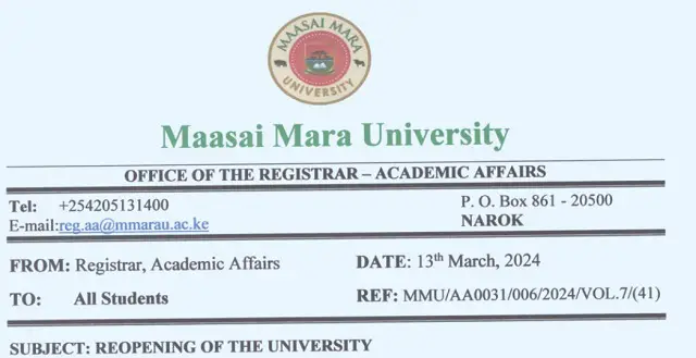 Maasai Mara University Reopening Dates for 2024