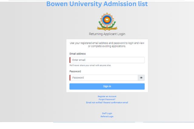 Bowen University Admission list