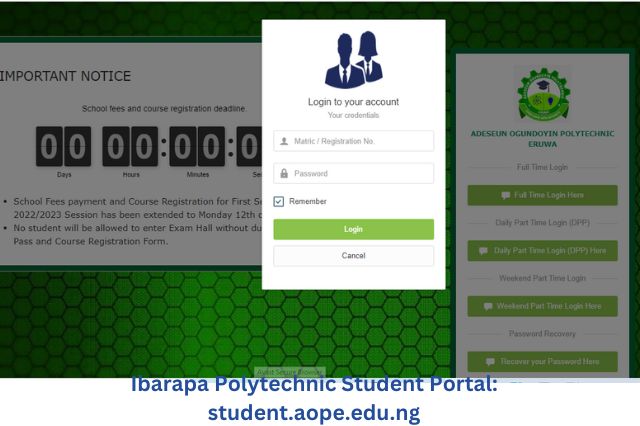 Ibarapa Polytechnic Student Portal student.aope.edu.ng