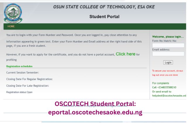 OSCOTECH Student Portal eportal.oscotechesaoke.edu.ng
