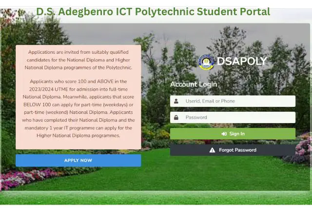 D.S. Adegbenro ICT Polytechnic Student Portal