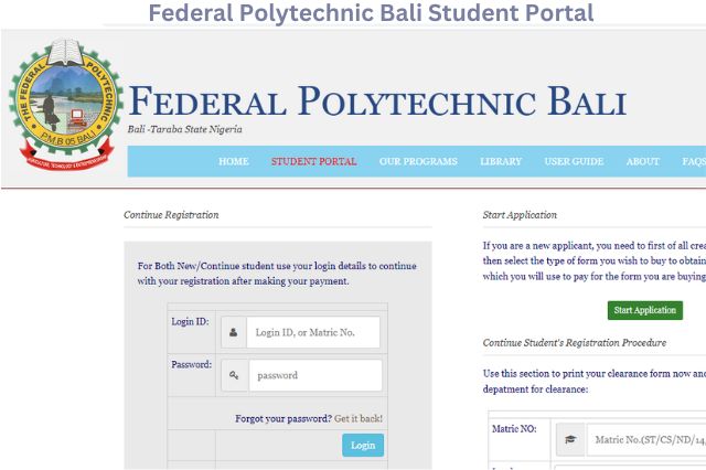 Federal Polytechnic Bali Student Portal