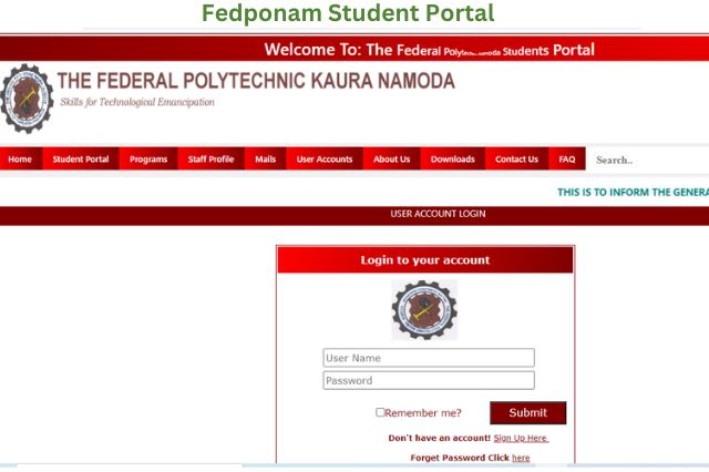 Fedponam Student Portal