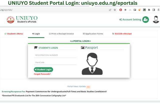 UNIUYO Student Portal Login uniuyo.edu.ngeportals