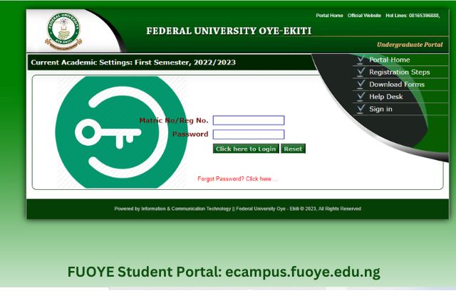 FUOYE Student Portal ecampus.fuoye.edu.ng
