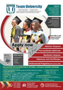 Team University, TU Uganda Online Application Forms - 2019/2020 Admission