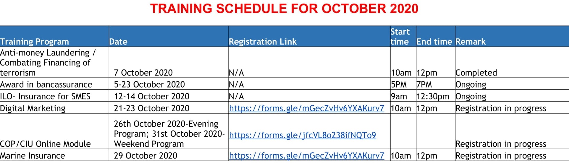 Insurance Institute Of Uganda, IIU Academic Calendar 2022/2023