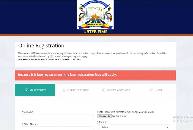 UBTEB Online Registration 2020 - How to Register