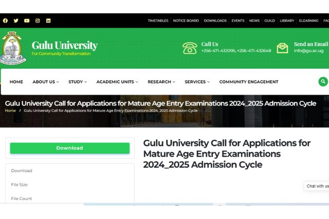 Gulu University Mature Age Entry Examinations 20242025