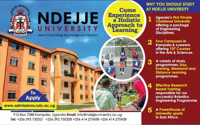 Ndejje University, NDU Admission Requirements: 2019/2020