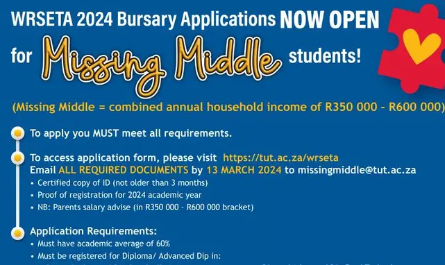 WRSETA Missing Middle Bursary Application 2024/2025