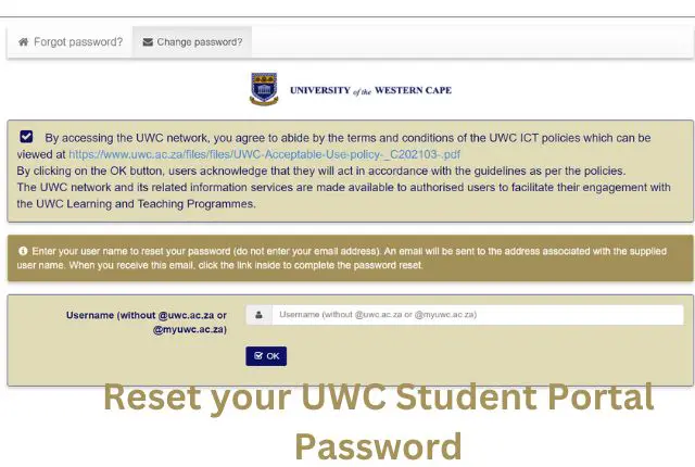 Reset your UWC Student Portal Password