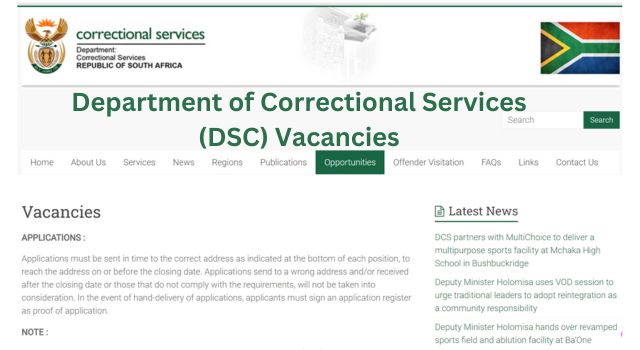 Department of Correctional Services (DSC) Vacancies