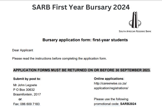 SARB First Year Bursary 2024
