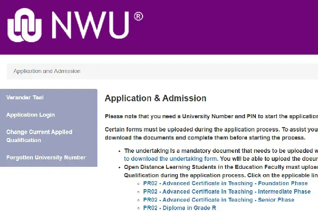 NWU Online Application