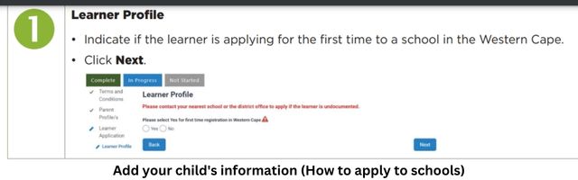 Add your child's information (How to apply to schools)