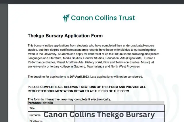 Canon Collins Thekgo Bursary