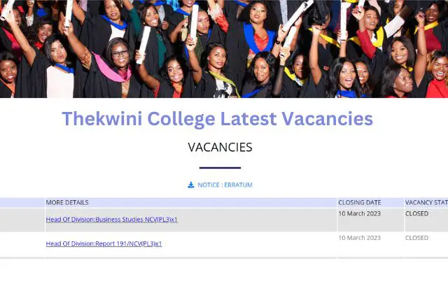 Thekwini College Latest Vacancies