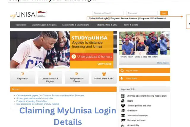 Claiming MyUnisa Login Details