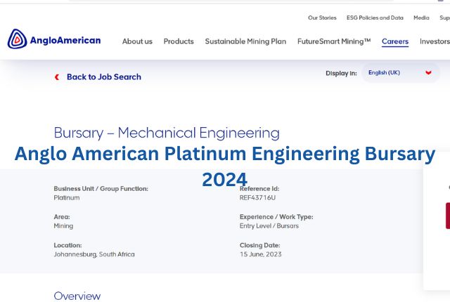 Anglo American Platinum Engineering Bursary 2024