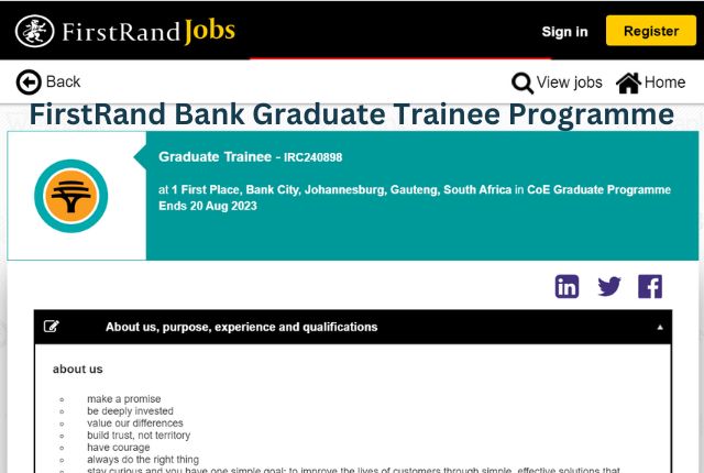 FirstRand Bank Graduate Trainee Programme
