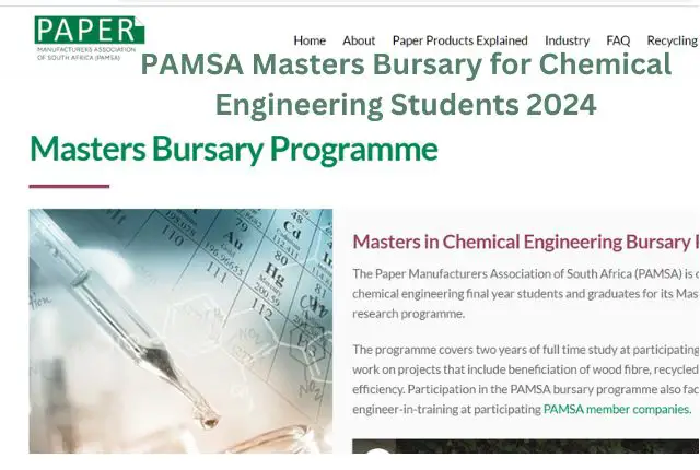 PAMSA Masters Bursary for Chemical Engineering Students 2024