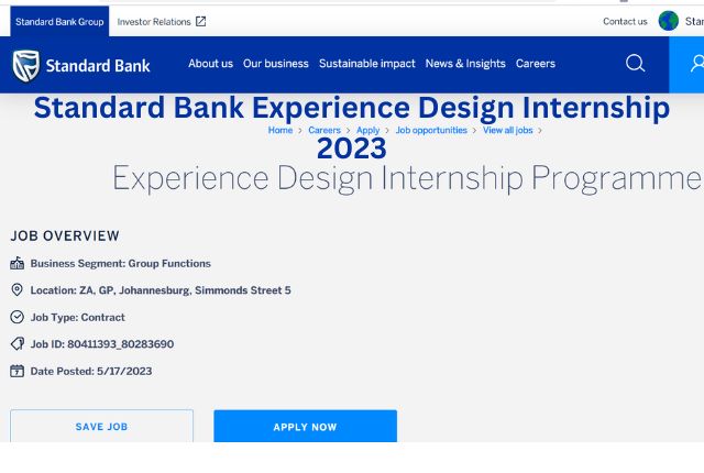 Standard Bank Experience Design Internship 2023