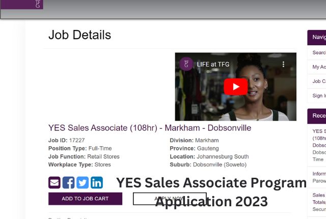 YES Sales Associate Program Application 2023