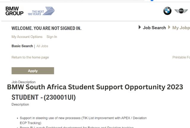 BMW South Africa Student Support Opportunity 2023