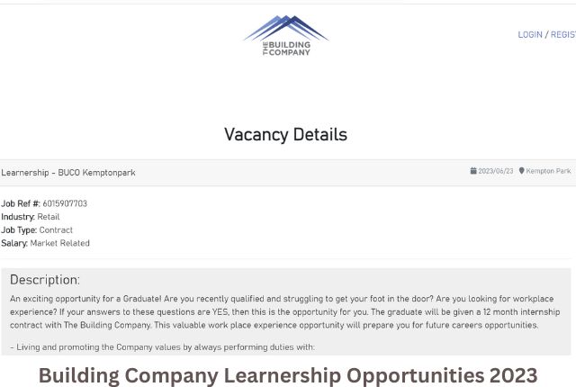 Building Company Learnership Opportunities 2023