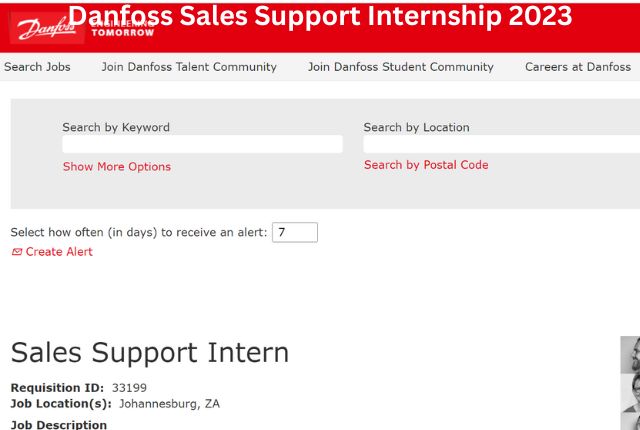 Danfoss Sales Support Internship 2023