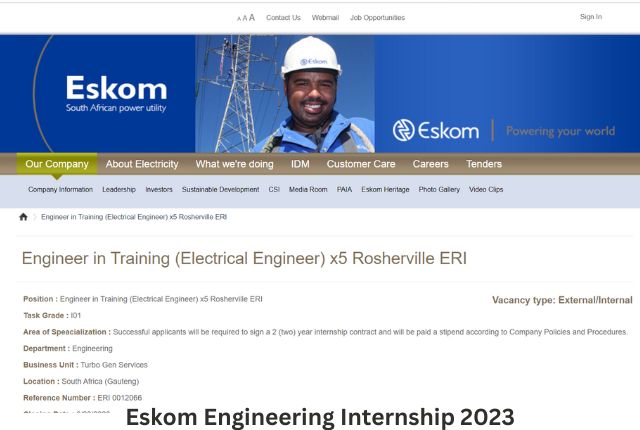 Eskom Engineering Internship 2023