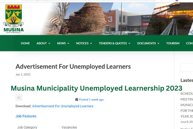 Musina Municipality Unemployed Learnership 2023
