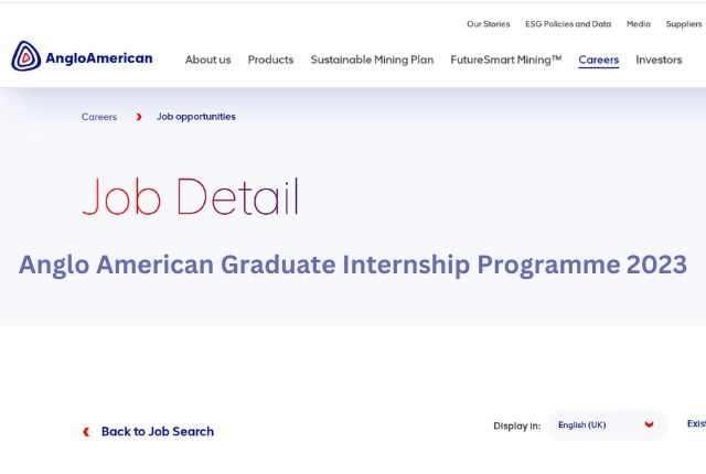 Anglo American Graduate Internship Programme 2023