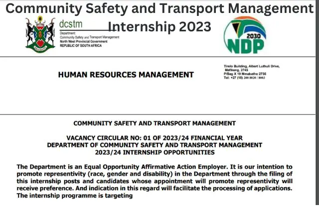 Community Safety and Transport Management Internship 2023