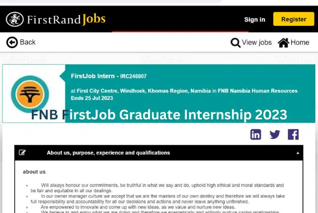 FNB FirstJob Graduate Internship 2023