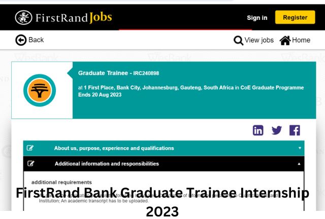FirstRand Bank Graduate Trainee Internship 2023