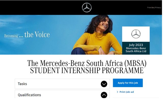 Mercedes-Benz South Africa Student Internship Programme