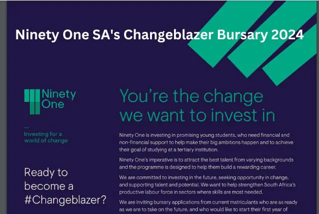 Ninety One SA's Changeblazer Bursary 2024