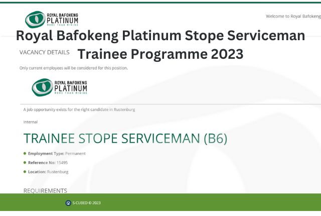 Royal Bafokeng Platinum Stope Serviceman Trainee Programme 2023