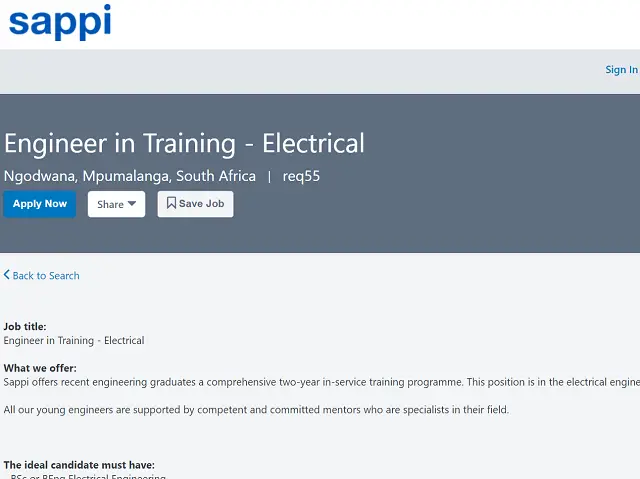 Sappi's Two-Year In-Service Training Programme