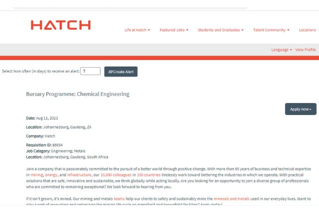 Hatch Engineering Bursary 2024