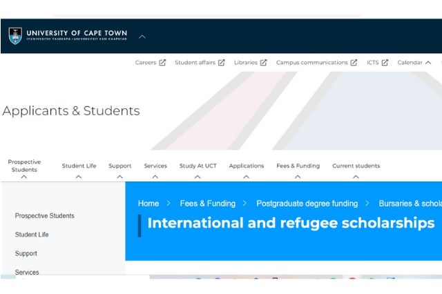 UCT International & Refugee Scholarships